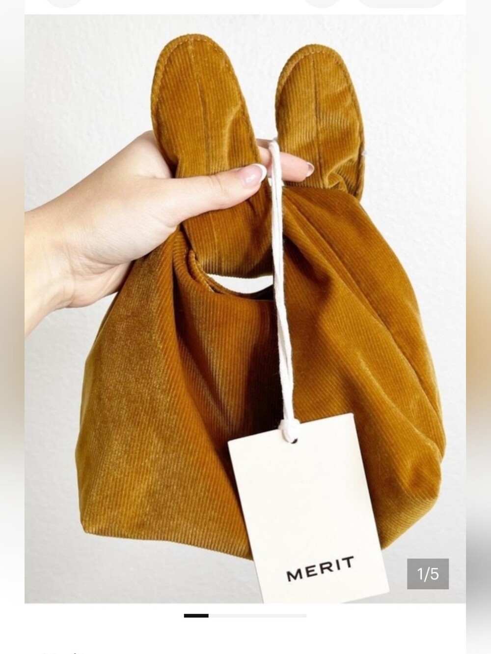 Merit Women's Corduroy Knot Tote Bag in Mustard